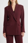 Mango Iguana Double Breasted Blazer In Burgundy