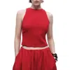 Mango Ikura Bow Cutout Sleeveless Top In Bright Red