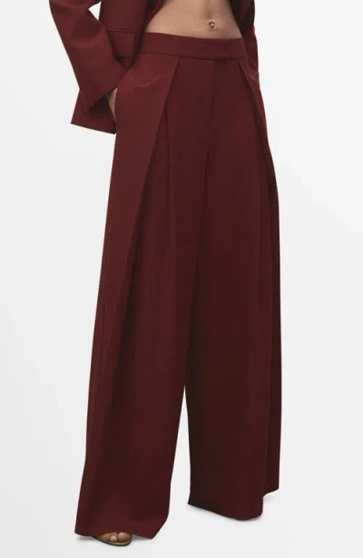 Mango Inverted Pleat Wide Leg Pants In Brown