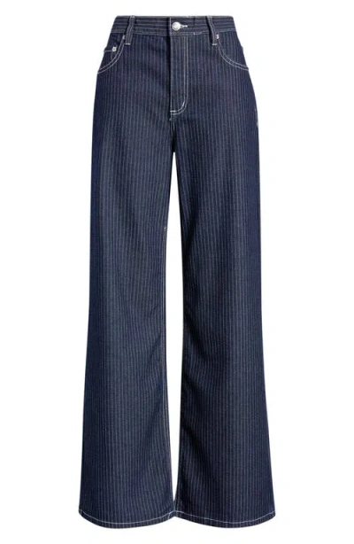 Mango Isola Stripe Straight Leg Jeans In Blue