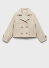Mango Double-breasted Jacket With Lapels In Light/pastel Grey