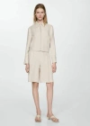 Mango 100% Linen Jacket With Zip In Light/pastel Grey