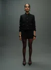 Mango Jacket With Jewel-button Strip Collar Black In Black
