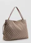 Mango Jacquard Bucket Bag In Leather