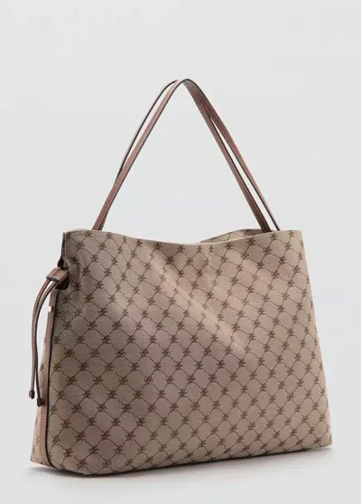 Mango Jacquard Bucket Bag In Leather