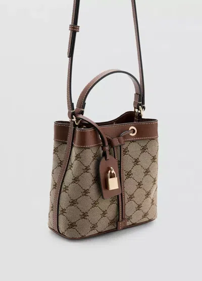 Mango Jacquard Bucket Bag With Logo In Brown