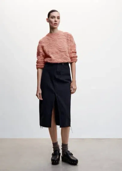 Mango Openwork Lurex Sweater Pink