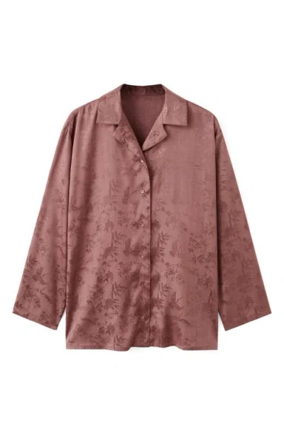 MANGO MANGO JACQUARD SATIN BUTTON-UP SHIRT