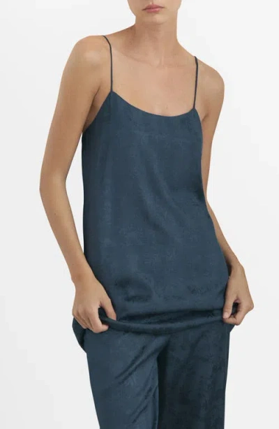 Mango Jacquard Satin Nightgown In Blue