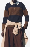 Mango Jama Polo Sweater In Dark Navy