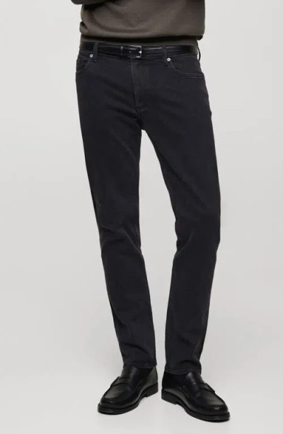 Mango Jan Slim Fit Jeans In Black Denim