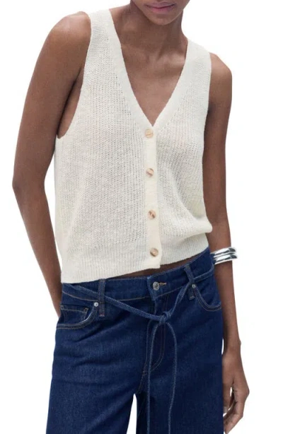 Mango Jazmin Sweater Vest In Ecru
