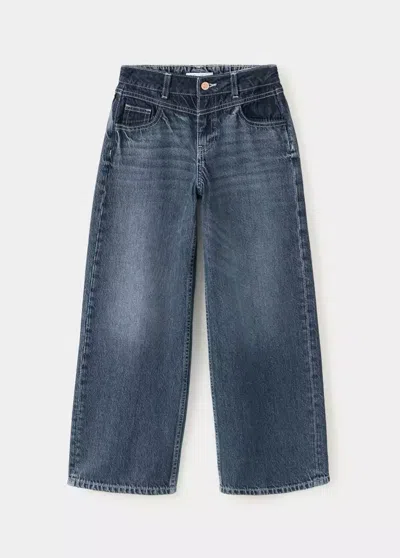 Mango Kids' Jean Baggy Effet Dégradé In Bleu Foncé