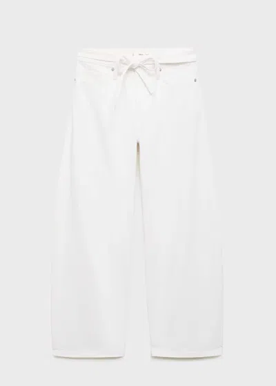Mango Jean Ballon Ceinture Blanc - Femme - 40 -