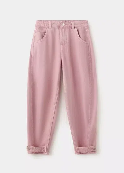 Mango Kids' Jean Ballon Ourlet Ajustable In Pink