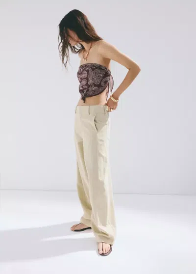 Mango Balloon Jeans With Seams In Khaki