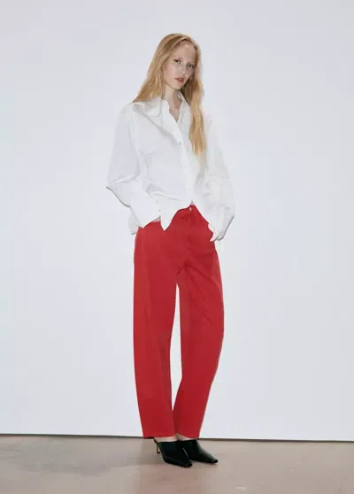 Mango Jean Balloon Coutures In Rouge
