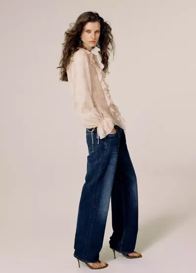 Mango Jean Balloon Taille Basse In Bleu Foncé