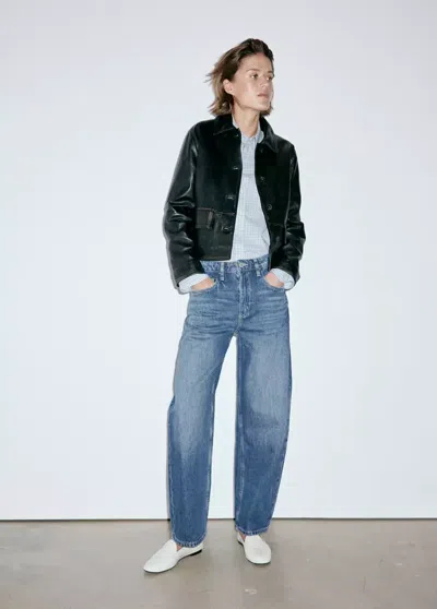 Mango Jean Balloon Taille Haute In Bleu Foncé