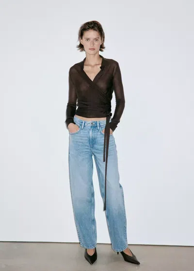 Mango Jean Balloon Taille Haute In Bleu Moyen