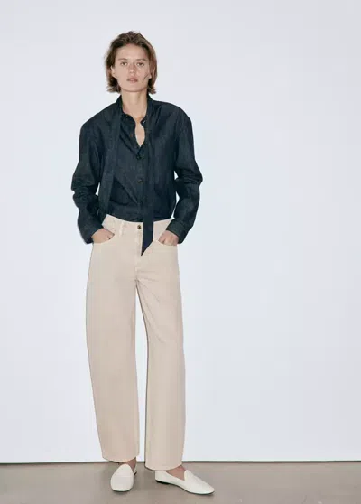 Mango Jean Balloon Taille Haute In Sable
