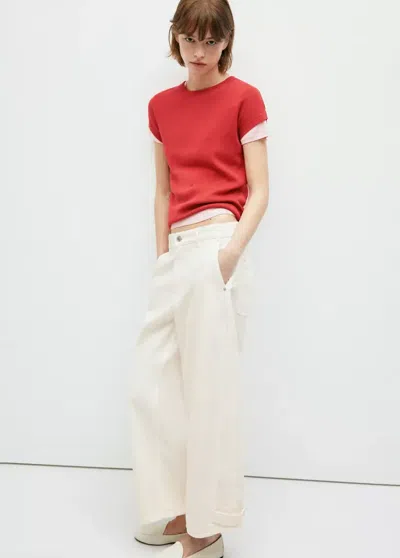 Mango Jean Balloon Taille Régulière In Écru