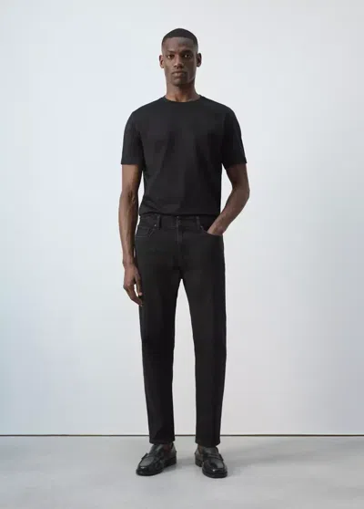 Mango Jean Ben Cropped Tapered-fit In Black