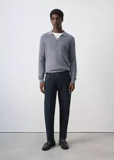Mango Jean Ben Cropped Tapered-fit In Blue