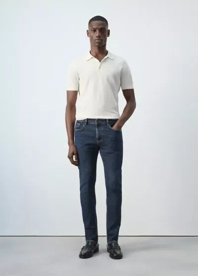 Mango Jean Ben Cropped Tapered-fit In Blue