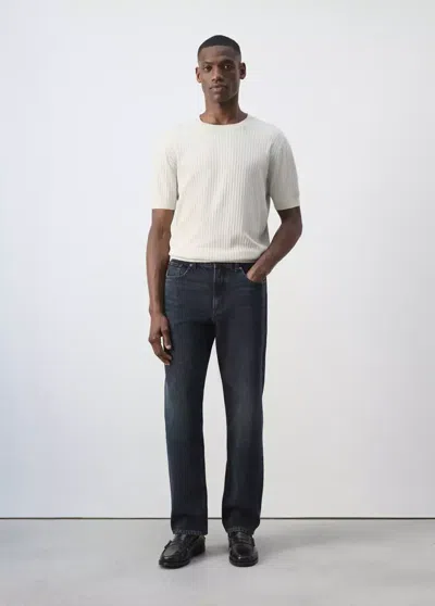 Mango Jean Bob Regular-fit In Bleu Foncé Intense