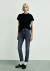 Mango Claudia Slim-fit Cropped Jeans Dark Blue In Bleu Foncé