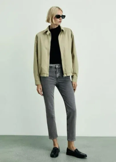 Mango Jean Claudia Slim Crop Gris - Femme - 40 -