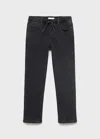 Mango Kids' Comfy Jeans With Drawstring Black Denim In Blue