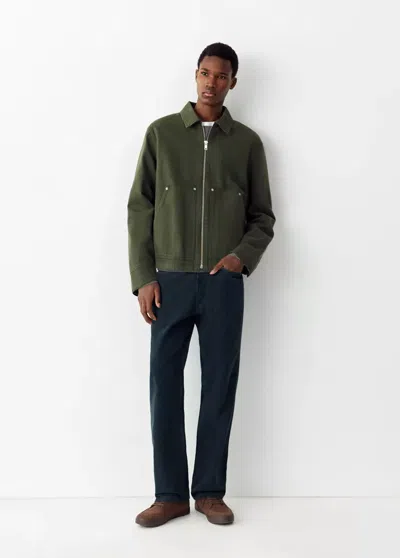 Mango Jean Coupe Regular Effet Délavé In Bleu Marine