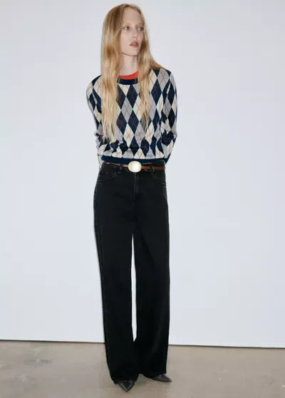Mango Jean Danila Large Taille Haute In Black Denim