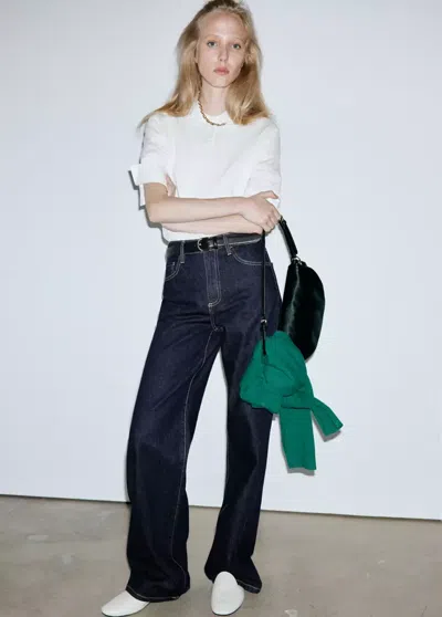 Mango Jean Danila Large Taille Haute In Bleu