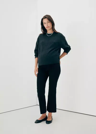Mango Jean De Grossesse Flare Crop In Black Denim