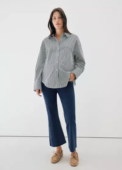 Mango Jean De Grossesse Flare Crop In Bleu Foncé