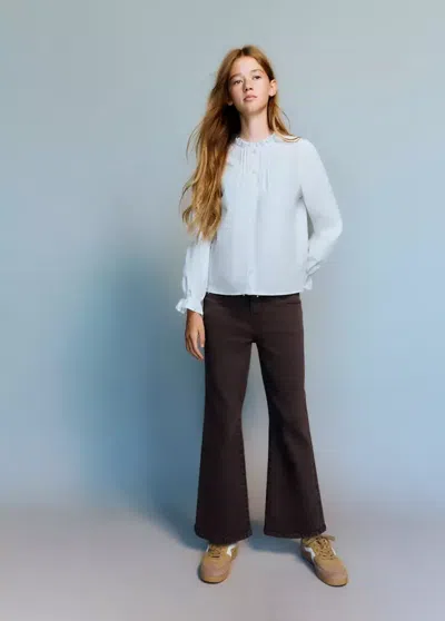 Mango Kids' Jean Droit Clouté In Chocolat