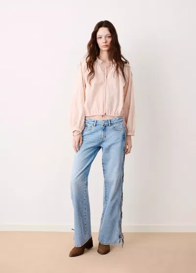 Mango Jean Droit Détail Cordon In Blue