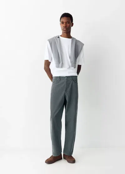 Mango Jean Droit Effet Délavé In Bleu
