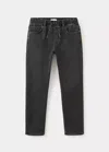 Mango Kids' Jean Droit En Mélange De Coton In Black