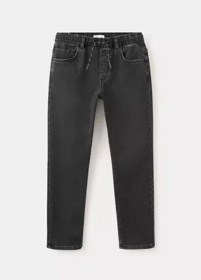 Mango Kids' Jean Droit En Mélange De Coton In Black