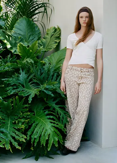 Mango Jean Droit Imprimé Cerf In Marron