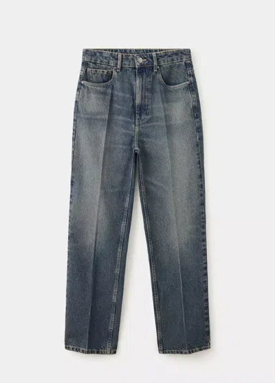 Mango Jean Droit Taille Haute In Blue