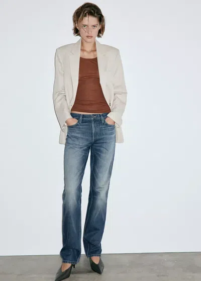 Mango Jean Droit Taille Normale In Bleu Foncé