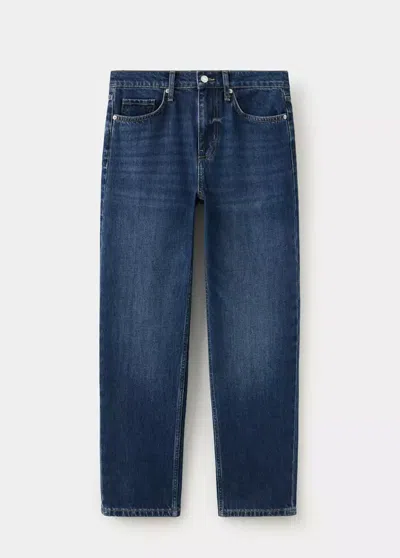 Mango Jean Droit Taille Normale In Bleu Foncé