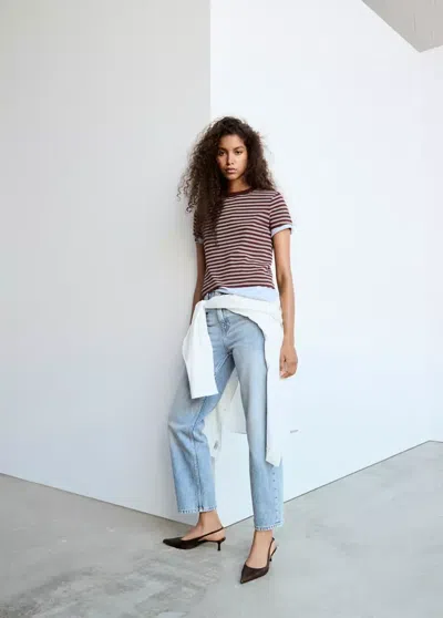 Mango Jean Droit Taille Normale In Bleu Moyen
