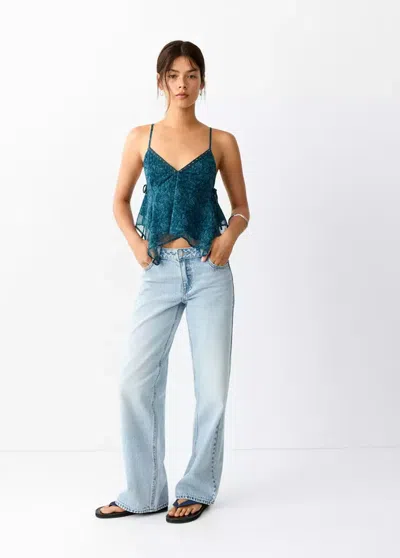 Mango Jean Droit Taille Normale In Blue