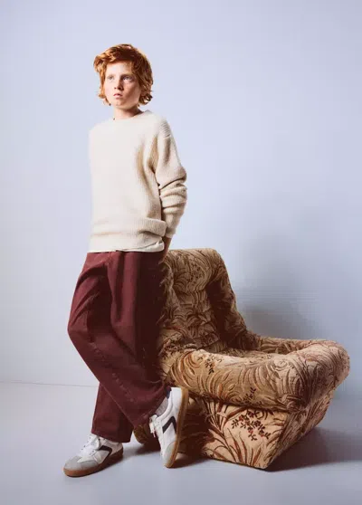 Mango Kids' Jean Droit Taille Normale In Lie De Vin